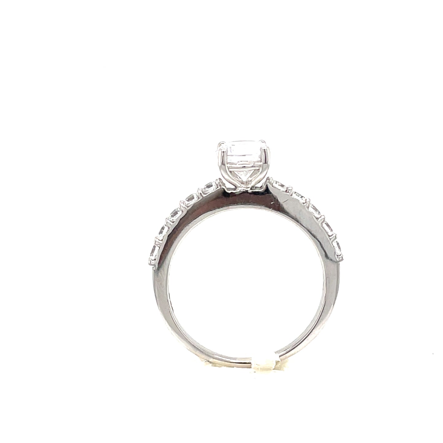 9ct White Gold Cubic Zirconia Solitaire And Shoulders Ring