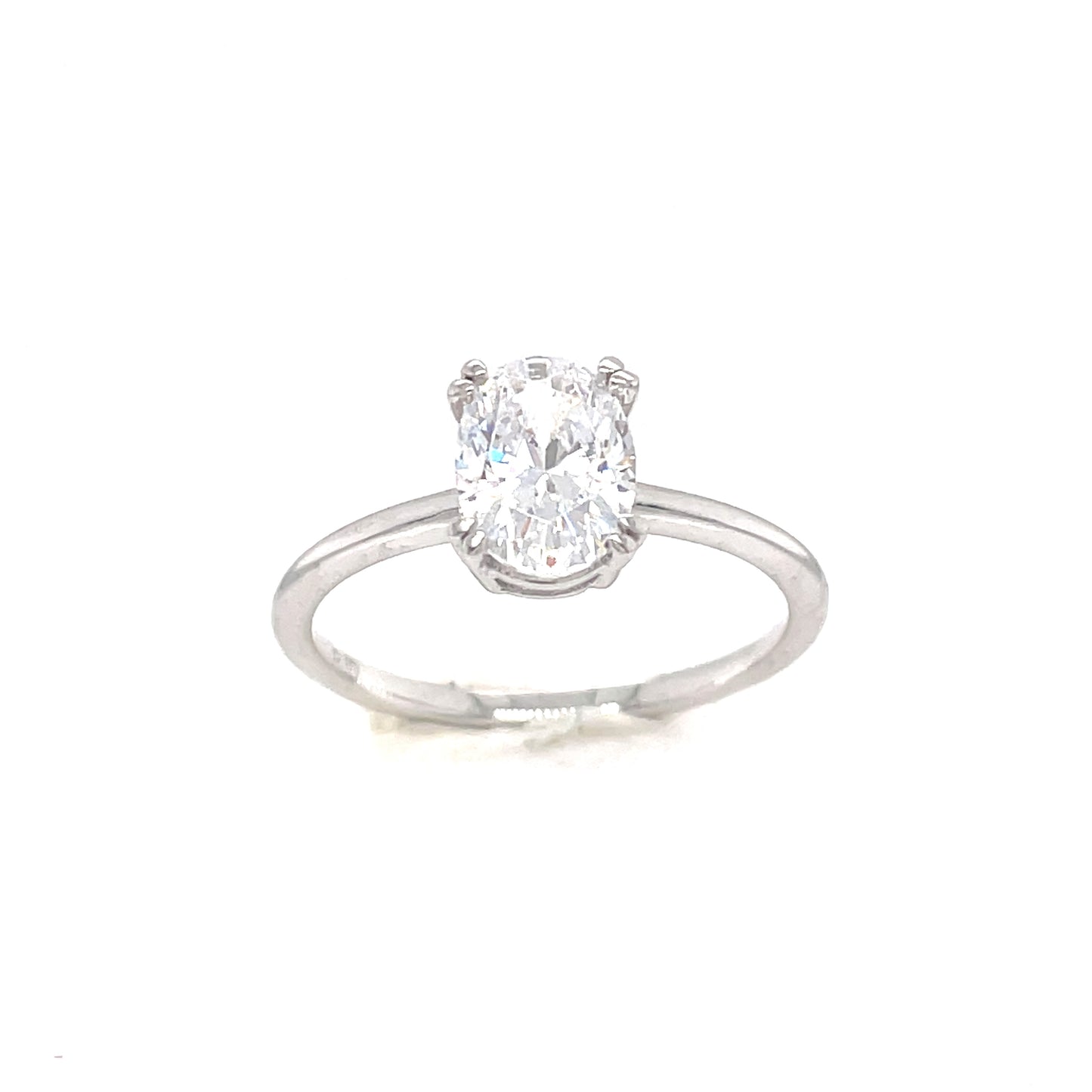 9ct White Gold Cubic Zirconia Oval Solitaire Ring