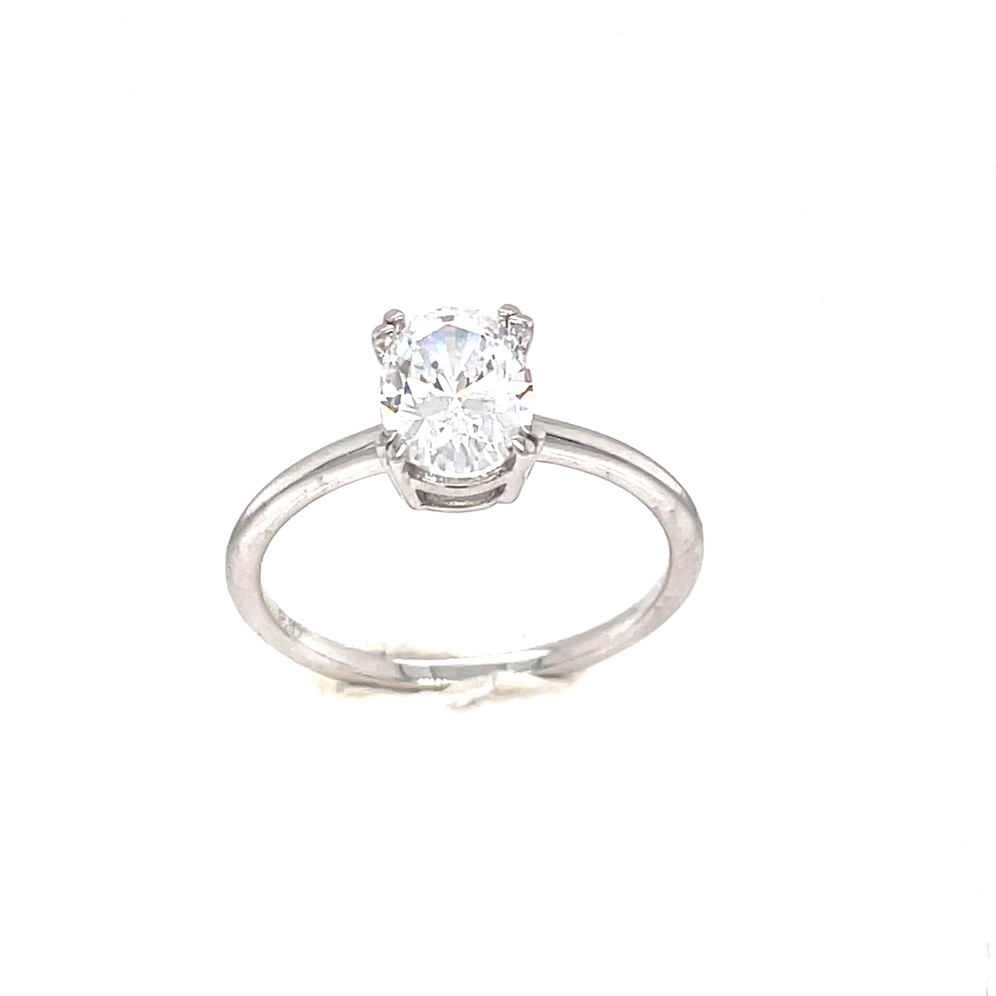 9ct White Gold Cubic Zirconia Oval Solitaire Ring