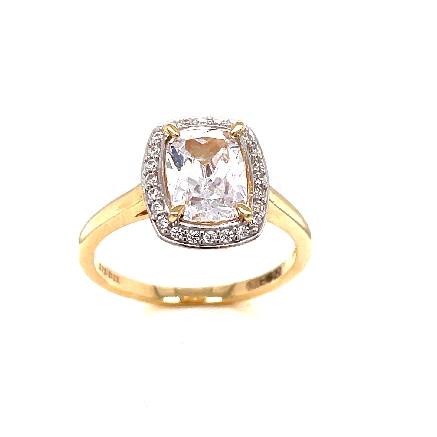 9ct Cubic Zirconia Rectangular Halo Cluster Ring