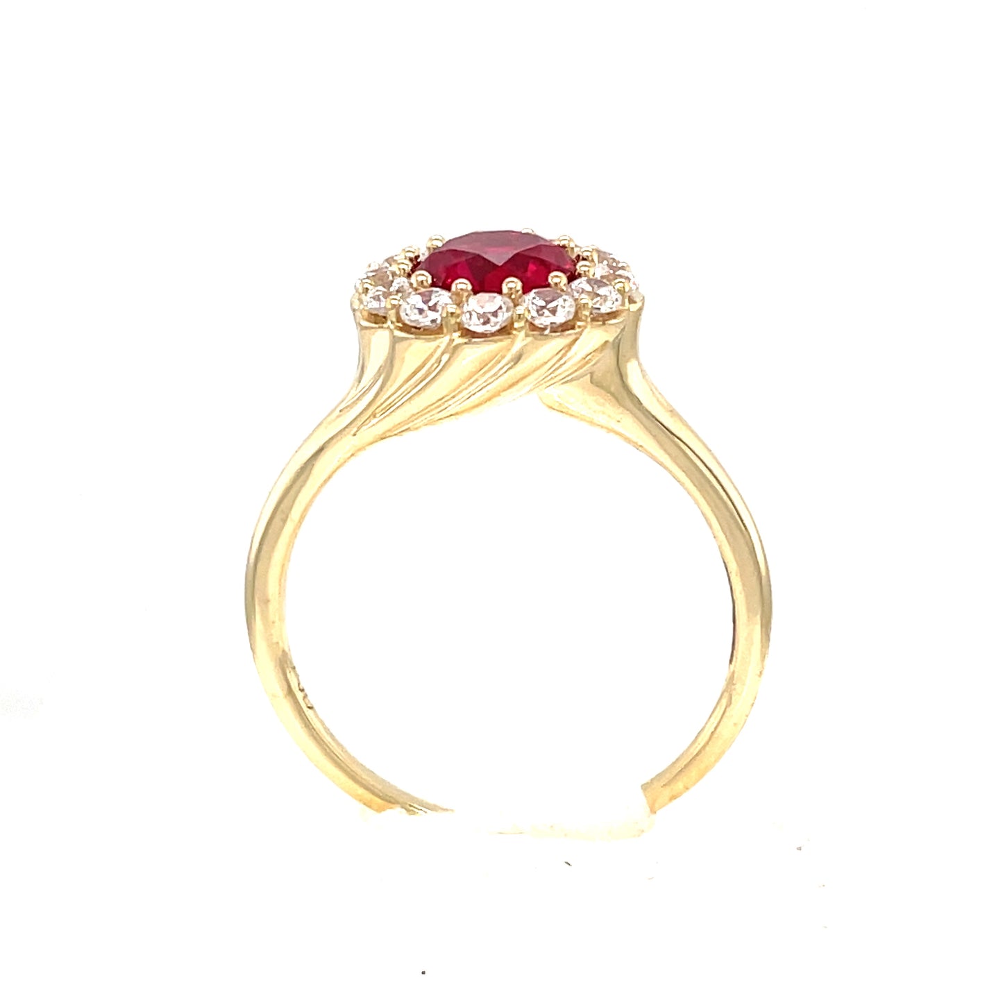 9ct Red Cubic Zirconia Round Cluster Ring