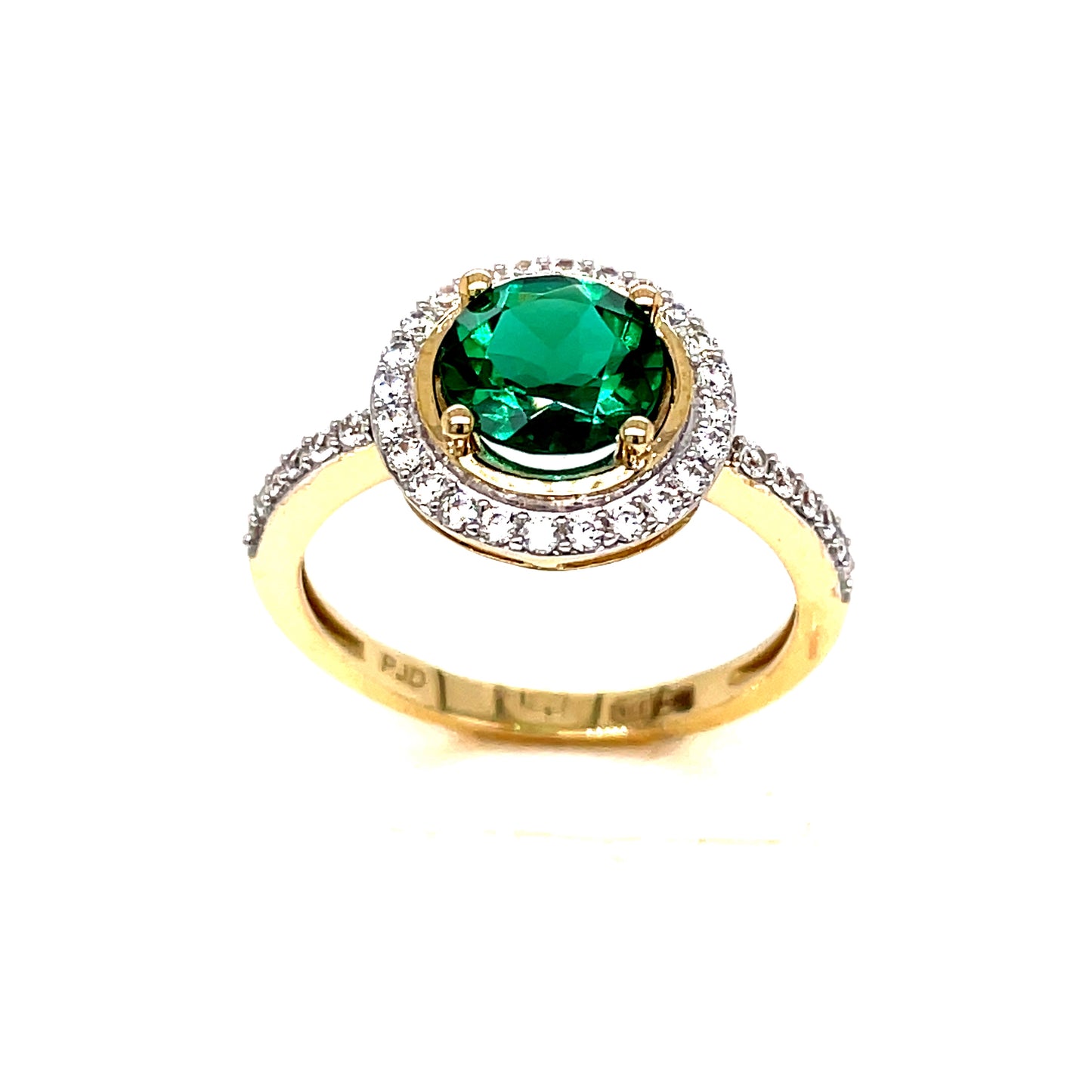 9ct Green Stone Cubic Zirconia Halo Ring