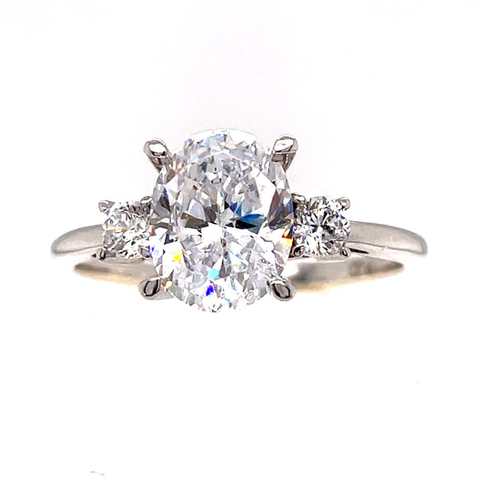 9ct White Gold Cubic Zirconia Oval Solitaire And  Ring