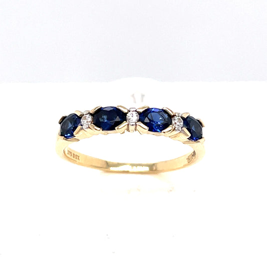 9ct Gold Eternity Ring With Sapphire And Cubic Zirconia