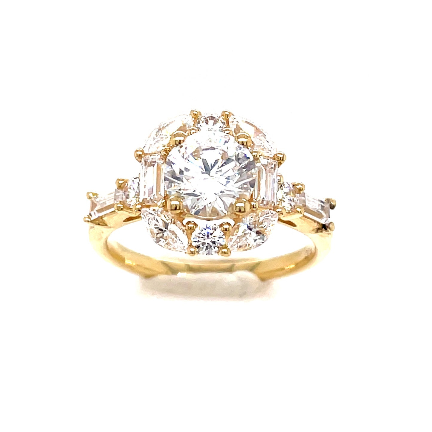 9ct Fancy Square Cluster Cubic Zirconia Dress Ring