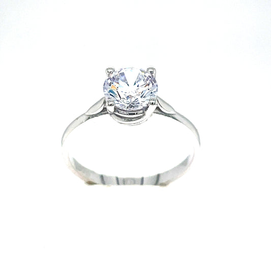 9ct White Gold Cubic Zirconia Solitaire Dress Ring