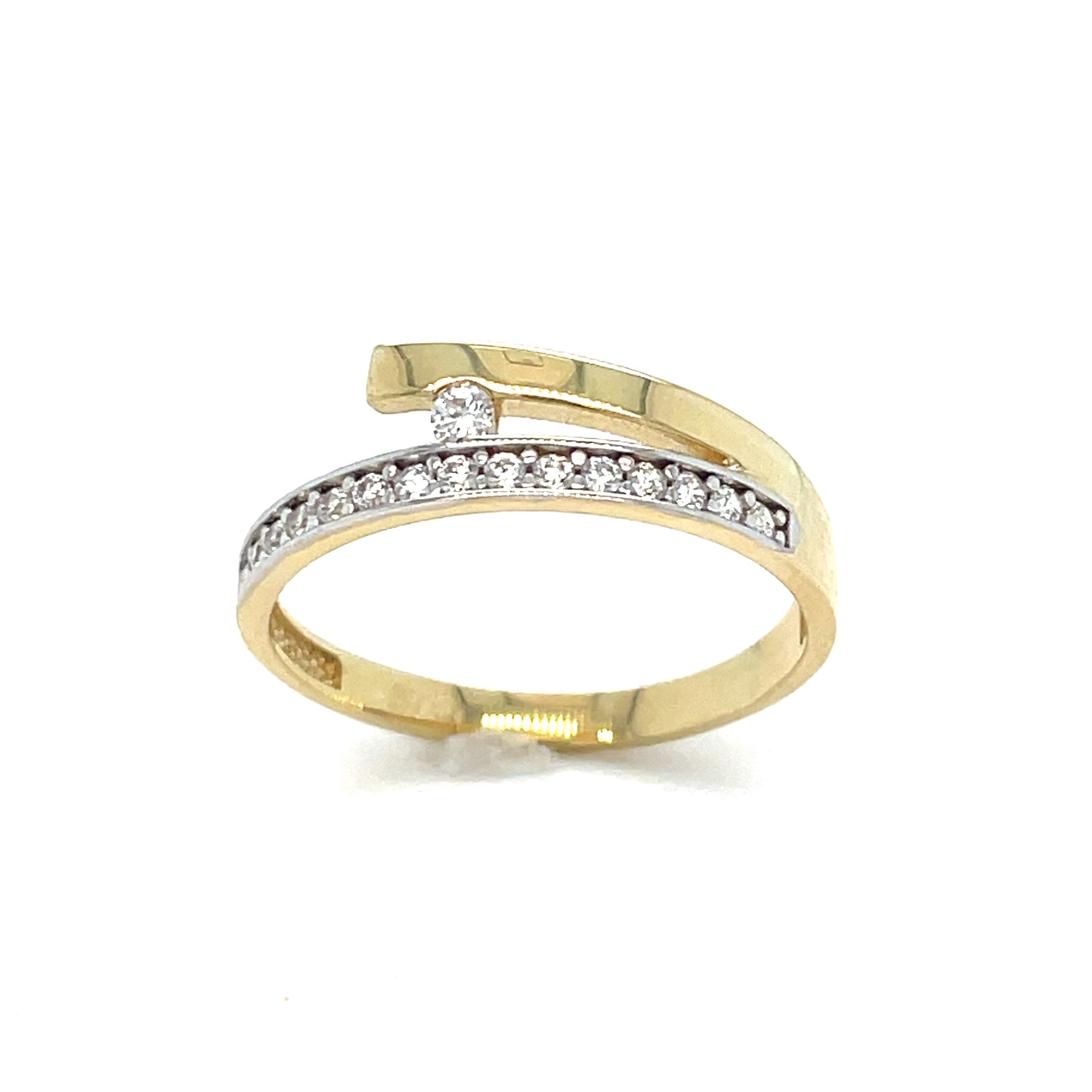 9ct Gold Cubic Zirconia Small Solitaire Wrap Dress Ring