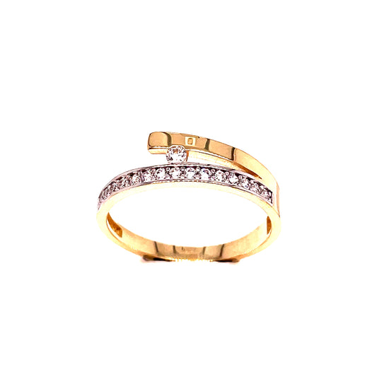 9ct Gold Cubic Zirconia Small Solitaire Wrap Dress Ring