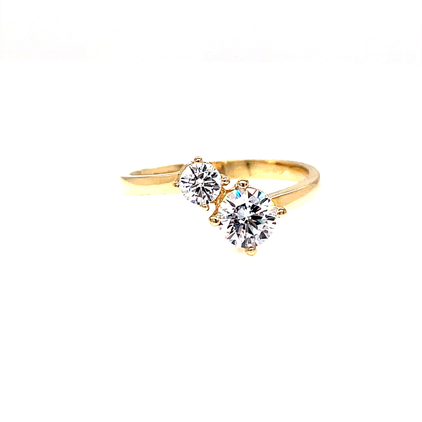 9ct Gold Two Stone Cubic Zirconia 5mm 3mm Dress Ring