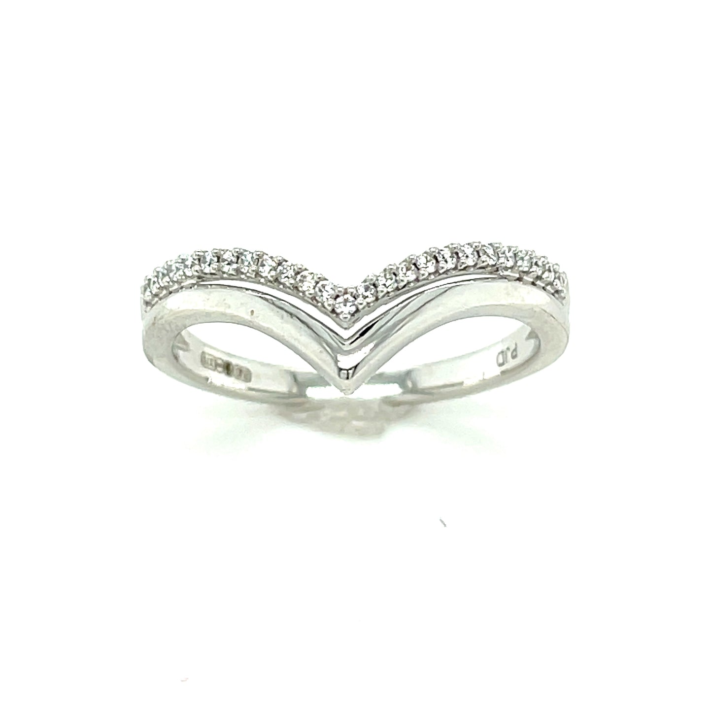 9ct White Gold Open Cubic Zirconia Wishbone Dress Ring