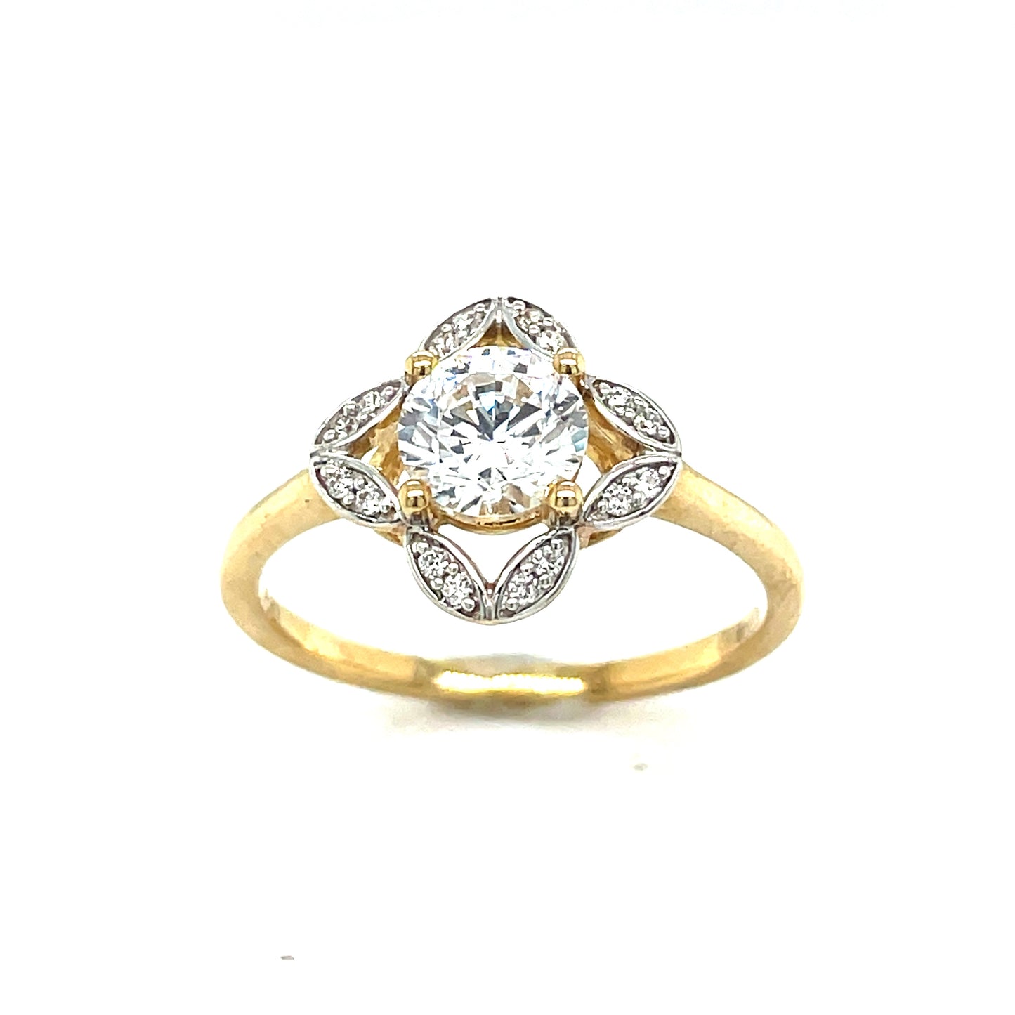 9ct Open Cubic Zirconia Fancy Flower Dress Ring