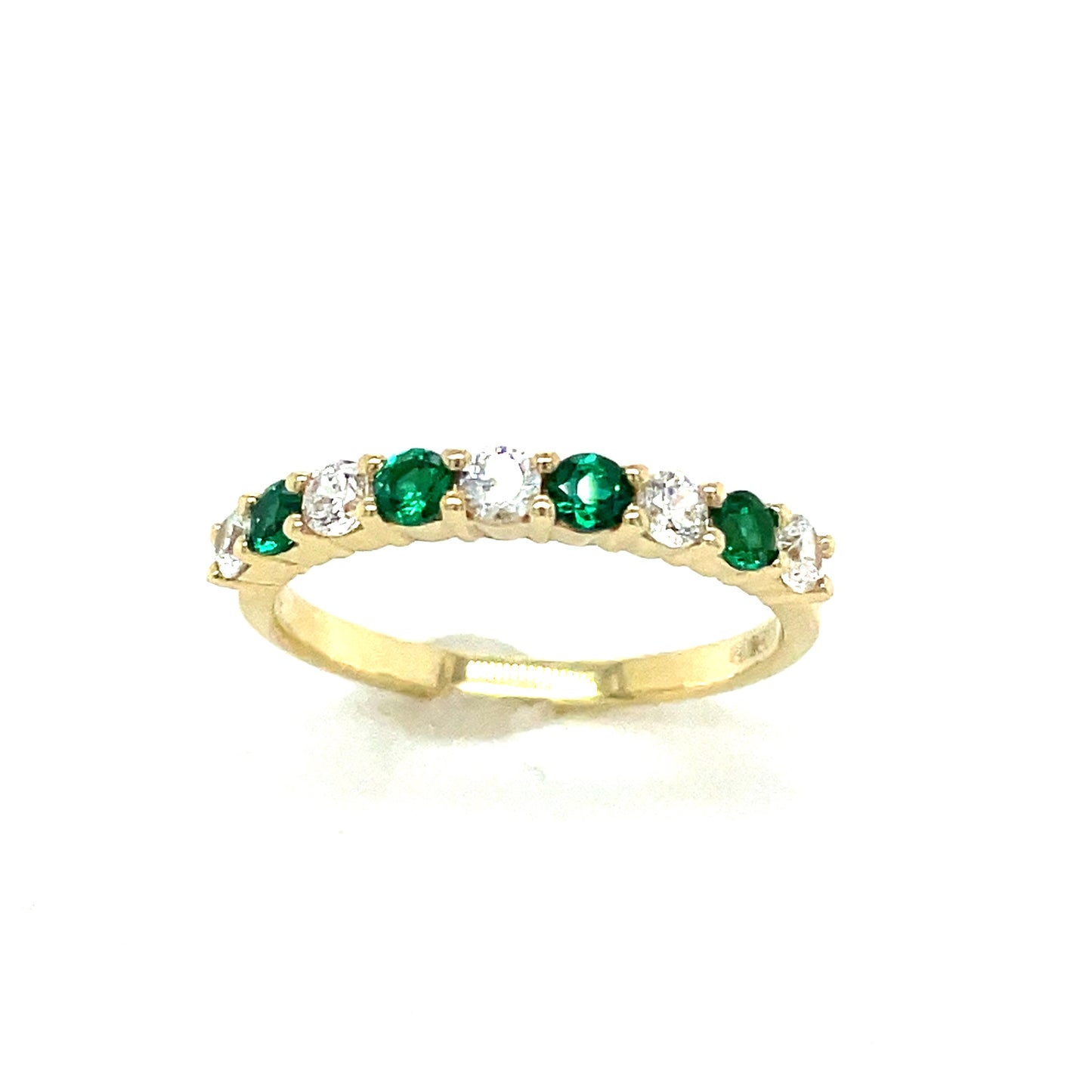 9ct 9 Stone Cubic Zirconia And Created Emerald Eternity Ring