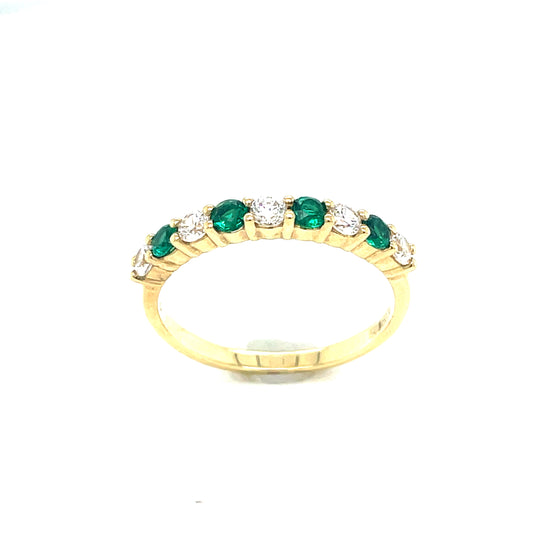 9ct 9 Stone Cubic Zirconia And Created Emerald Eternity Ring