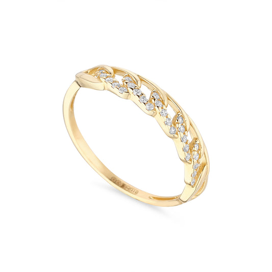 9ct Open Curb And Cubic Zirconia Dress Ring