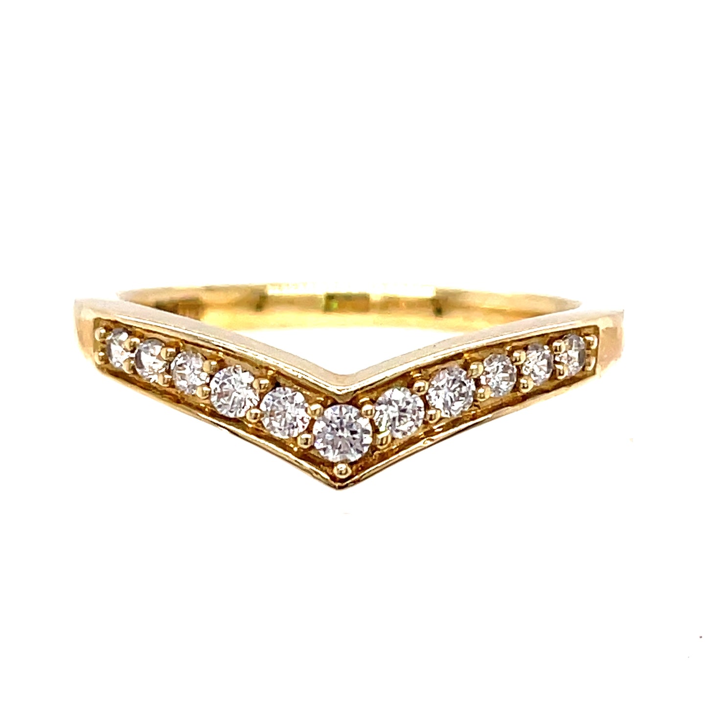 9ct Gold Channel Set Wishbone Shape CZ Eternity Ring