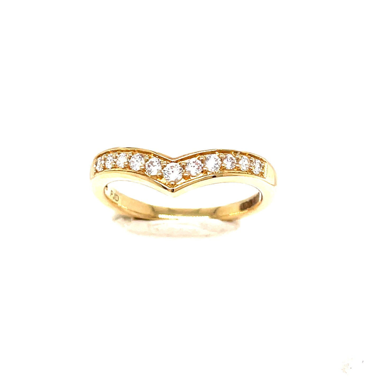 9ct Gold Channel Set Wishbone Shape CZ Eternity Ring