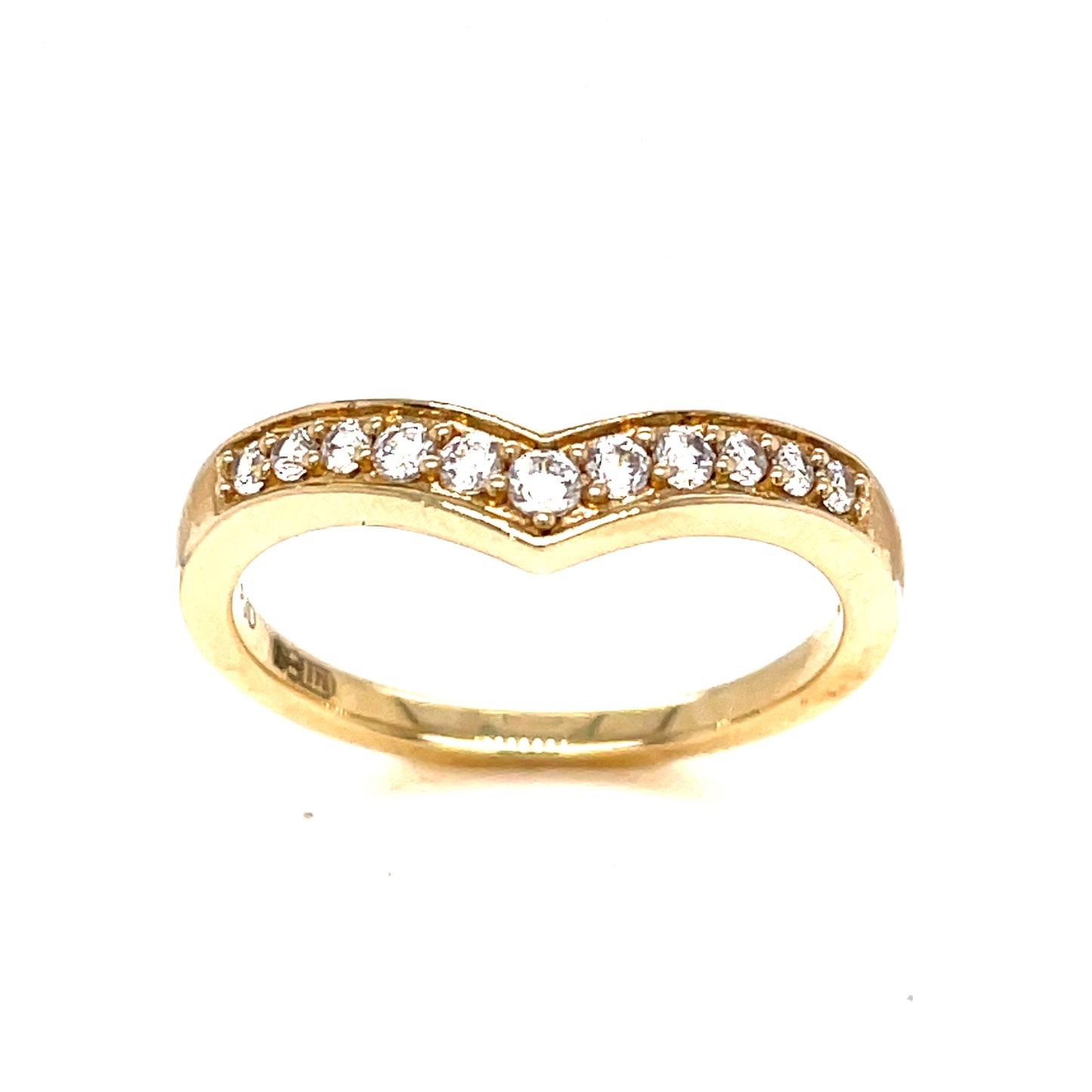 9ct Gold Channel Set Wishbone Shape CZ Eternity Ring