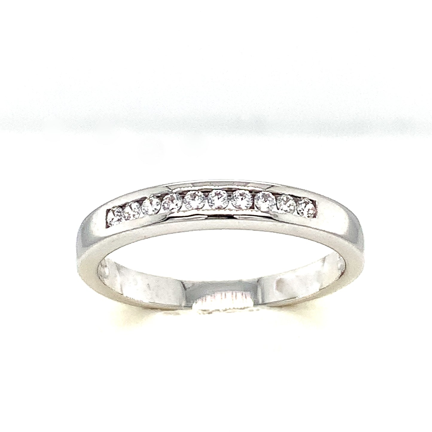 9ct White Gold Ten Stone Cubic Zirconia Dress Ring