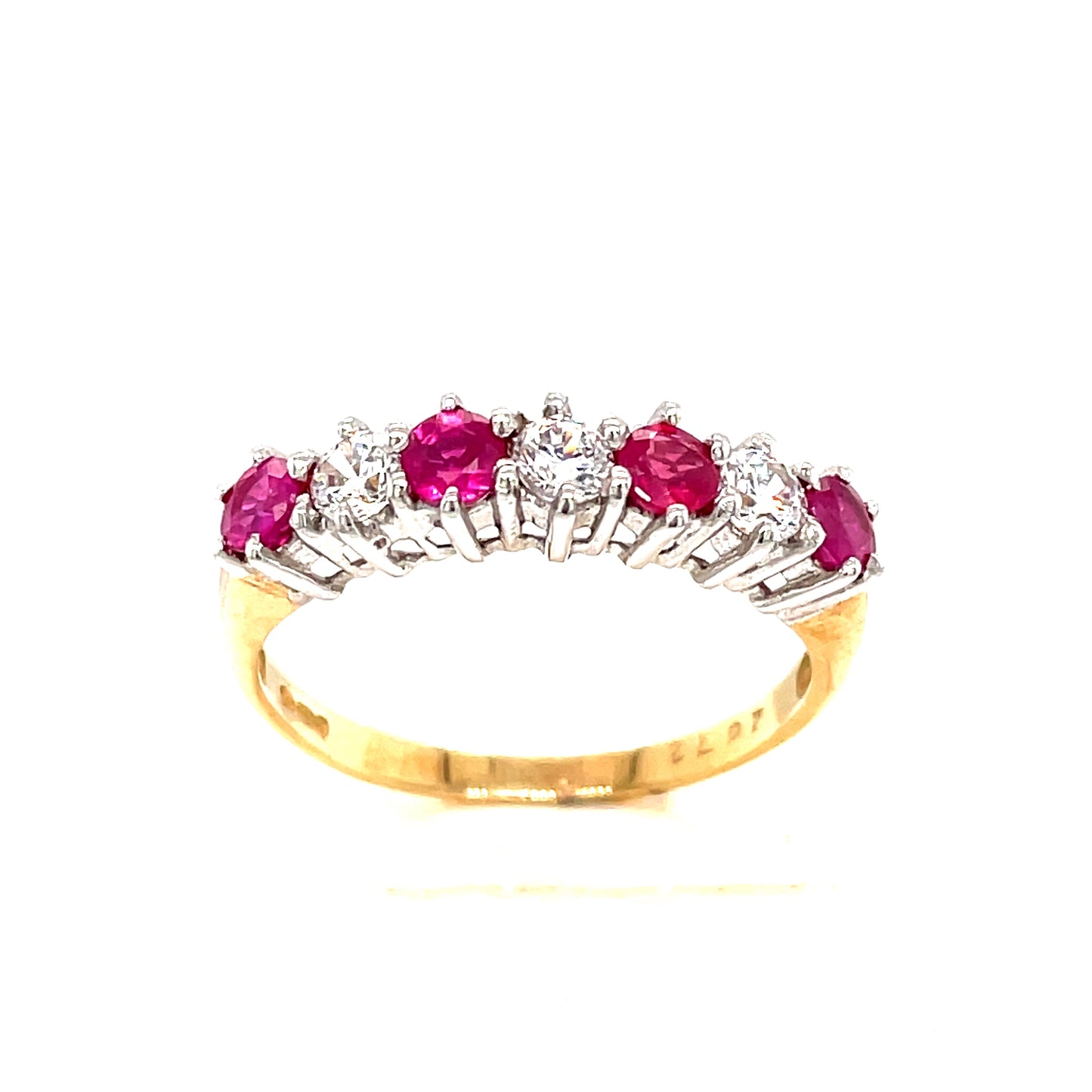 9ct Seven Stone Cubic Zirconia And Ruby Eternity Ring