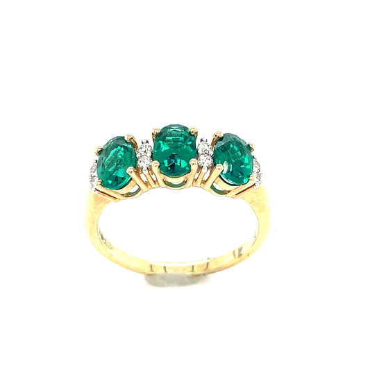 9ct Green And Cubic Zirconia Oval Eternity Ring