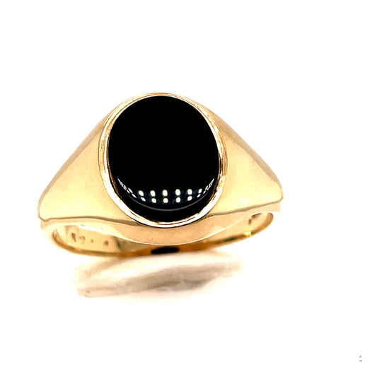 9ct Gents Oval Onyx Signet Ring