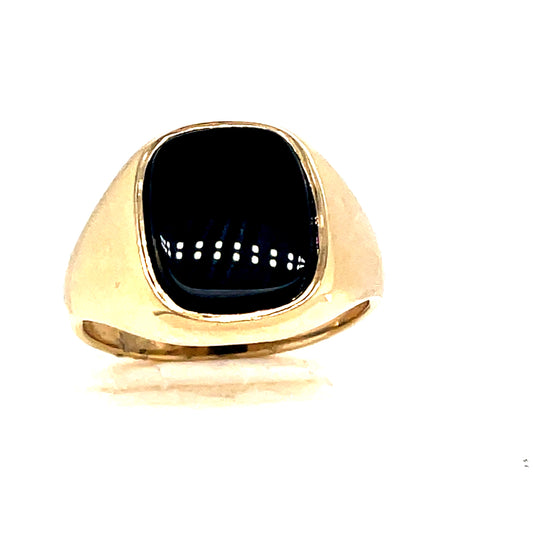 9ct Gents Cushion Shape Onyx Signet Ring