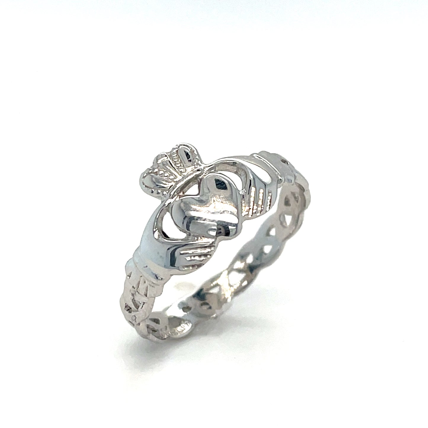 10ct White Gold Claddagh Ring