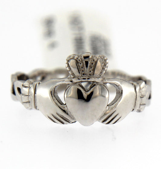 10ct White Gold Claddagh Ring
