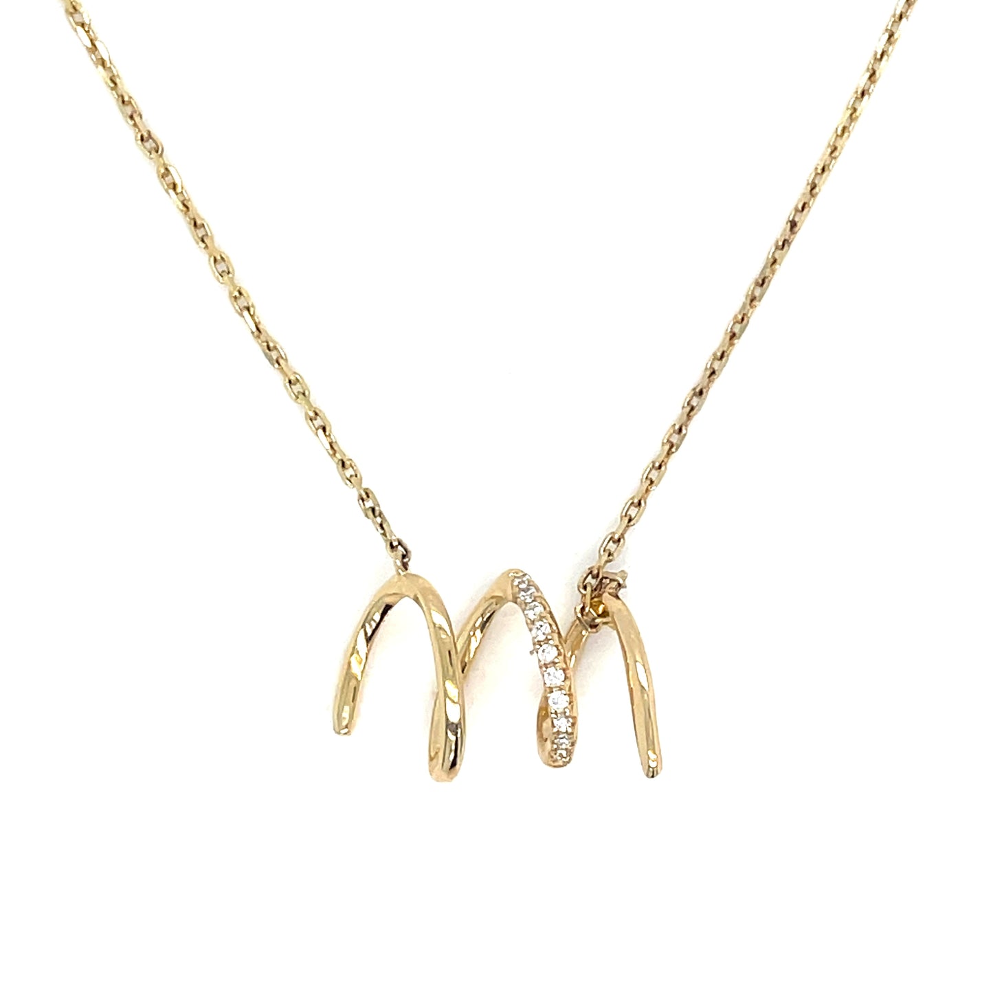 9ct Yellow Gold Open Spiral with CZ Necklet