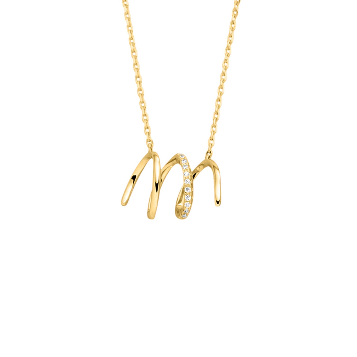 9ct Yellow Gold Open Spiral with CZ Necklet
