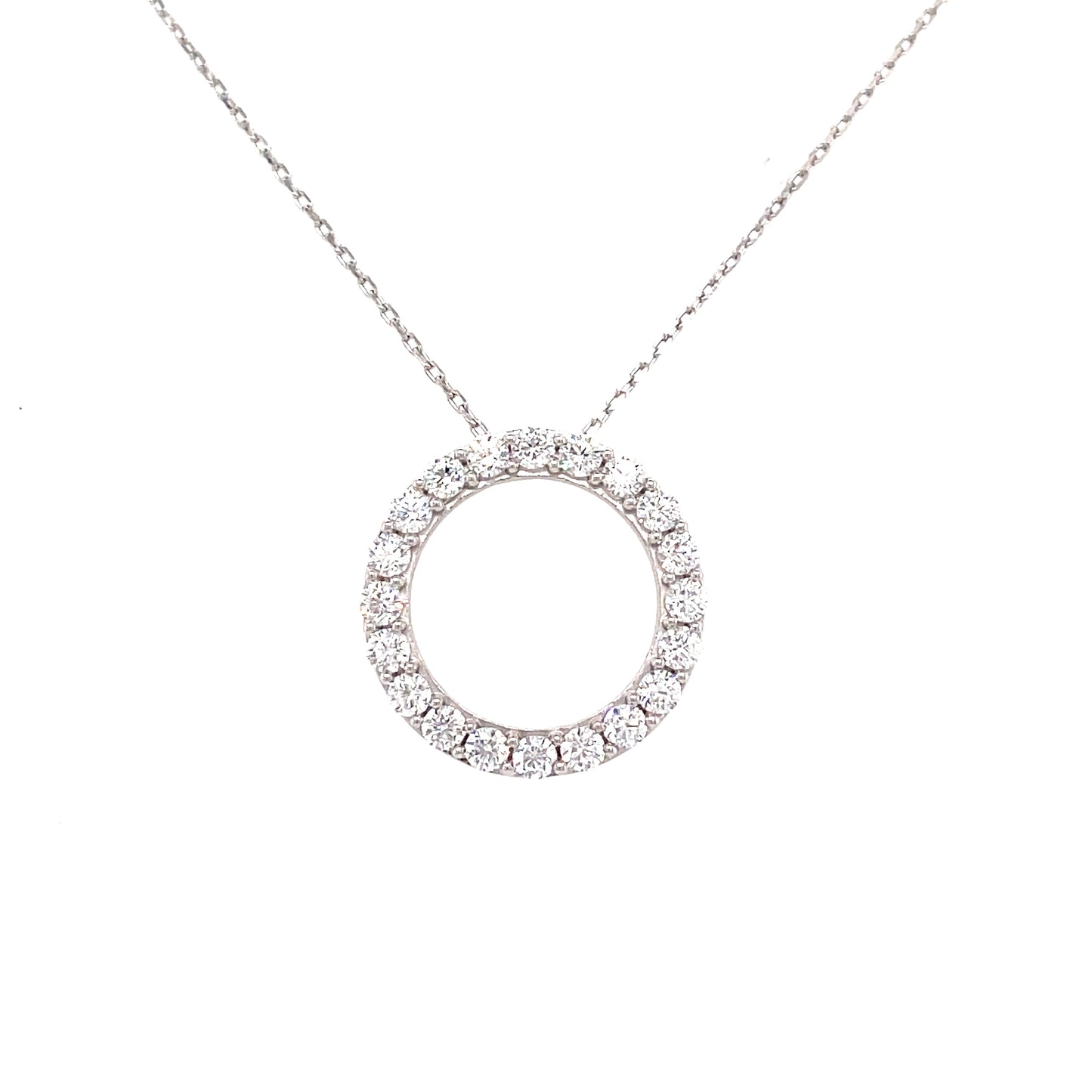 9ct White Gold Cubic Zirconia Open Circle Pendant