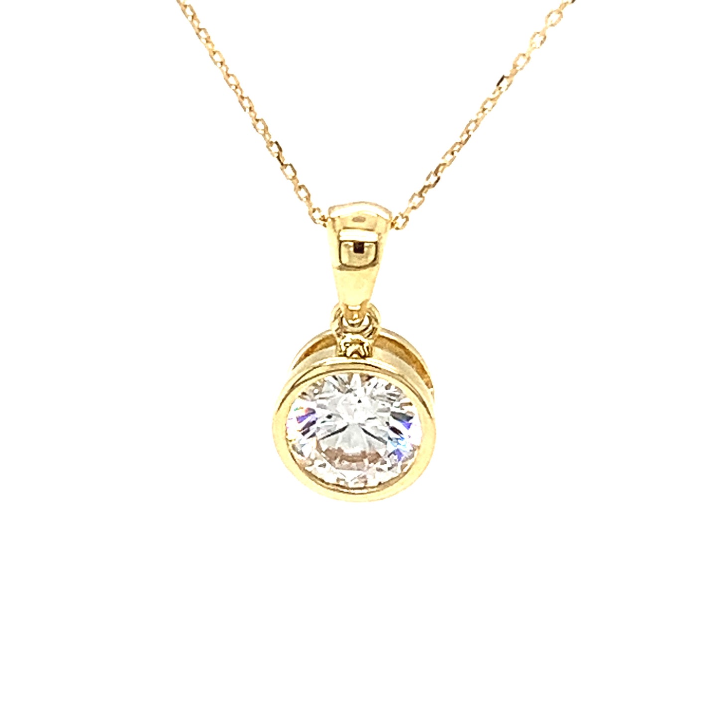 9ct Gold Round Rubover Cubic Zirconia Pendant