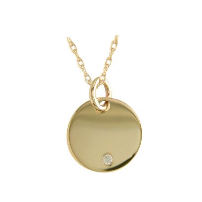 9ct Gold Round Disc Pendant With Cubic Zirconia