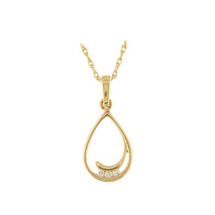 9ct Open Tear Shaped Pendant With Cubic Zirconia