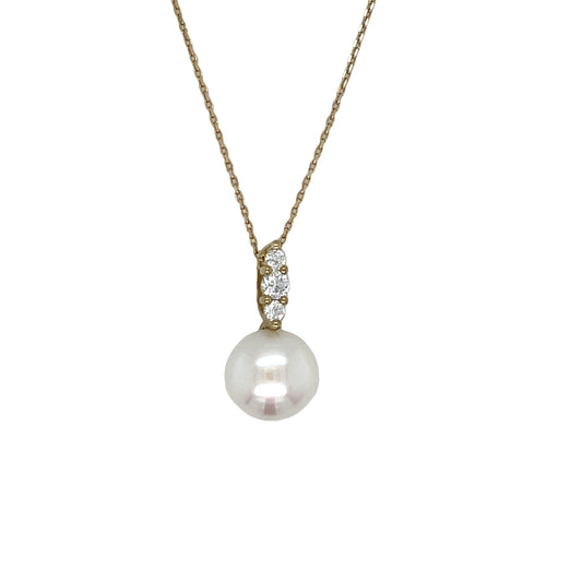 9ct Cubic Zirconia And Pearl Pendant