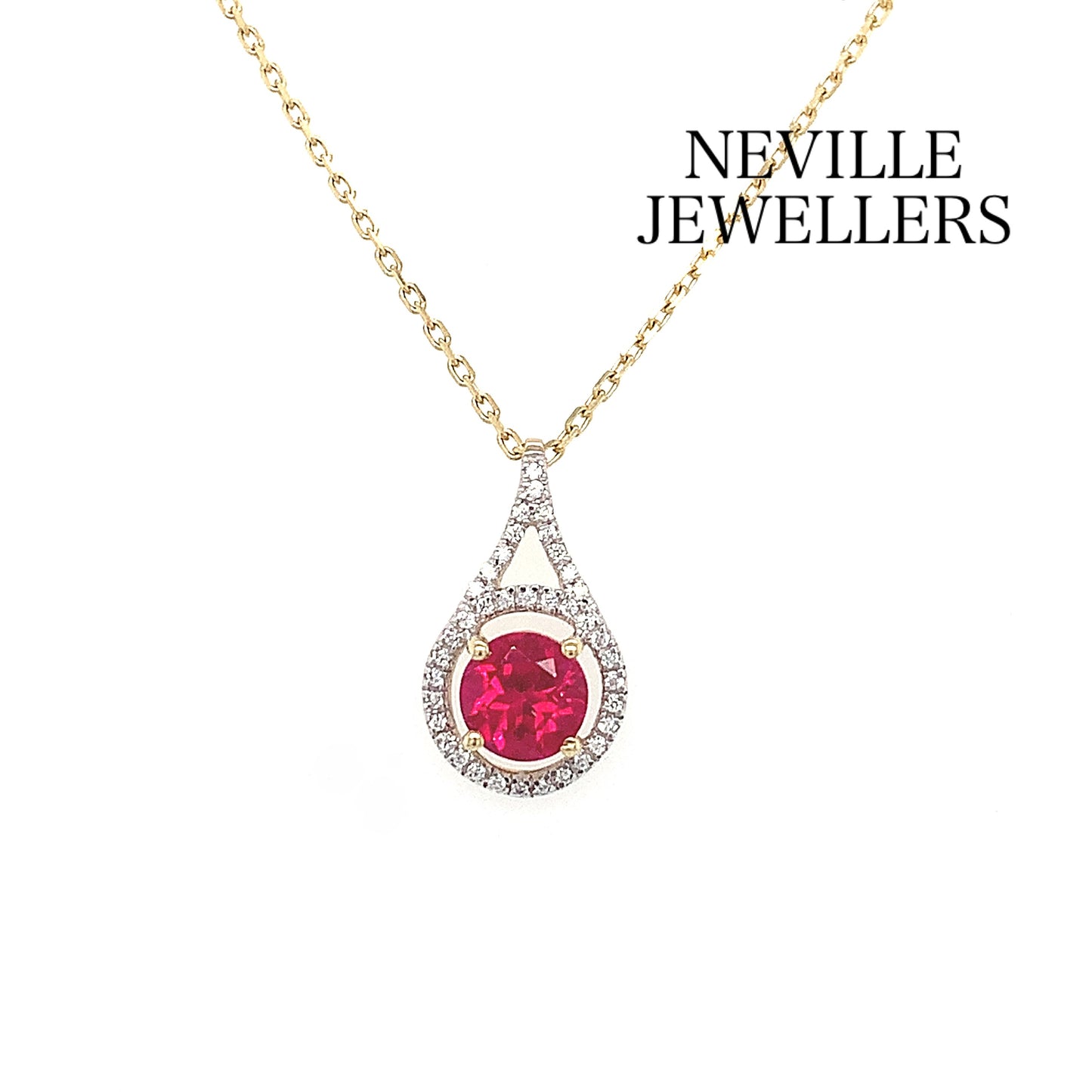 9ct Cubic Zirconia And Ruby Pendant
