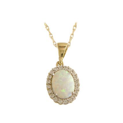 9ct Cubic Zirconia And Opal Pendant