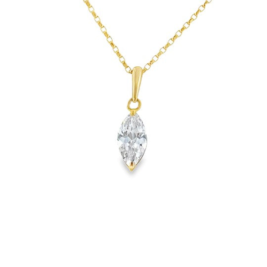 9ct Cubic Zirconia Marquise Pendant