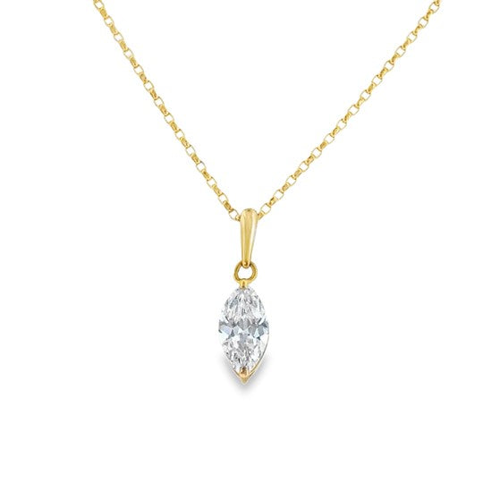 9ct Cubic Zirconia Marquise Pendant