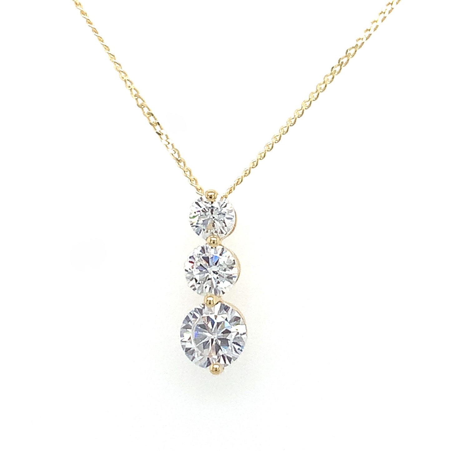 9ct 3 Cubic Zirconia Drop Pendant