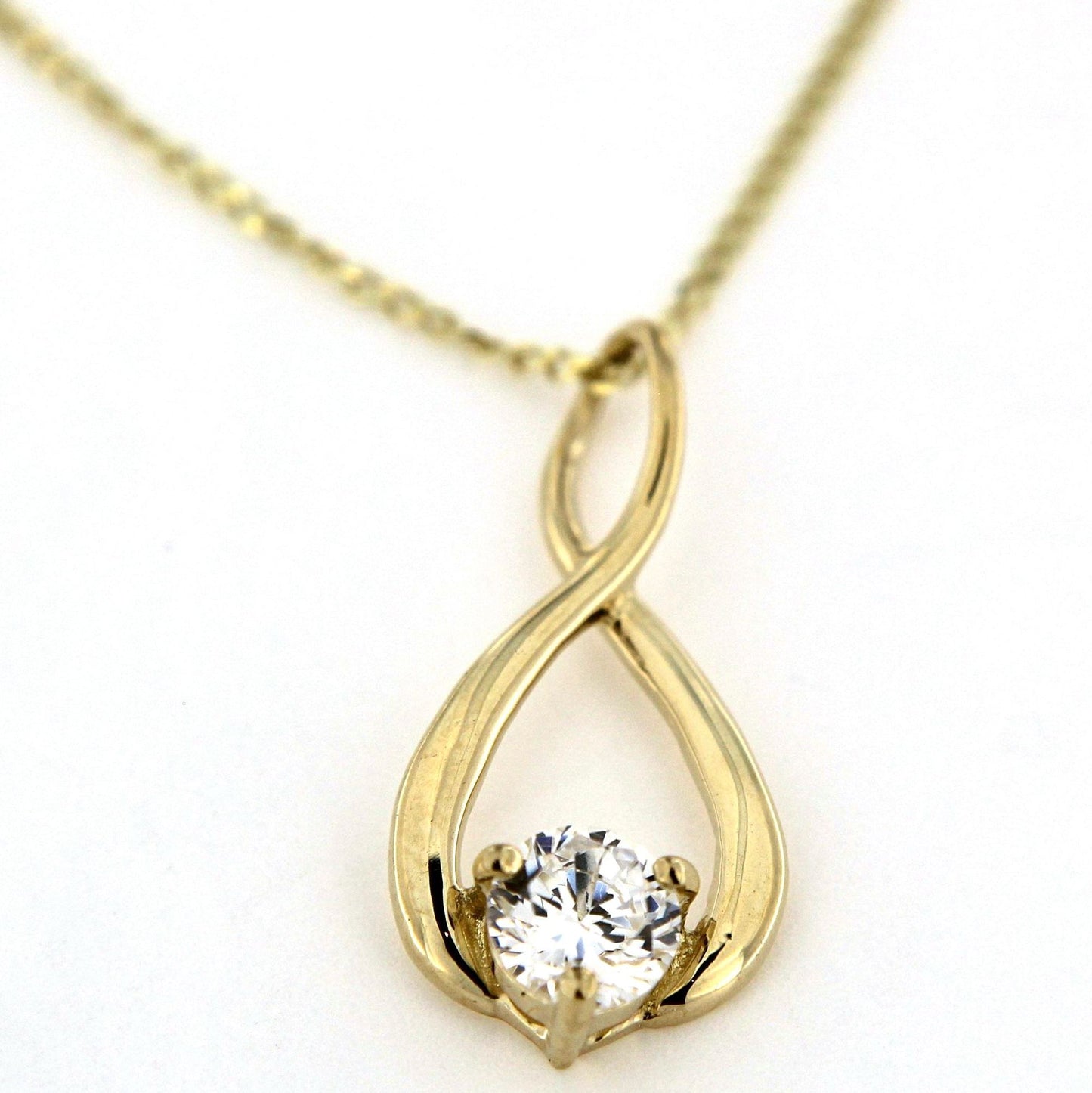 9ct Cubic Zirconia Solitaire Loop Pendant