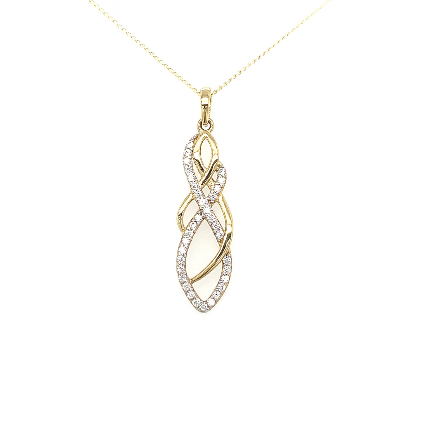 9ct Cubic Zirconia Twist Pendant