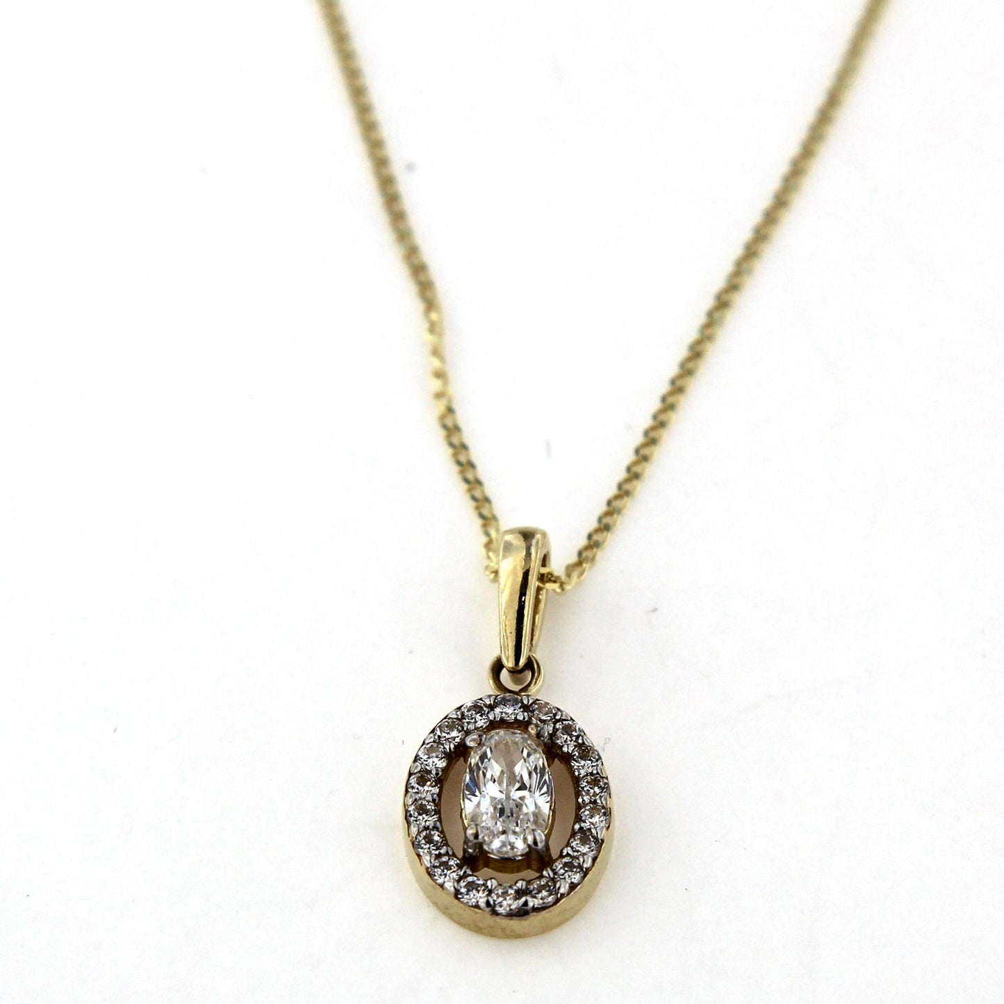 9ct Cubic Zirconia Oval Halo Pendant