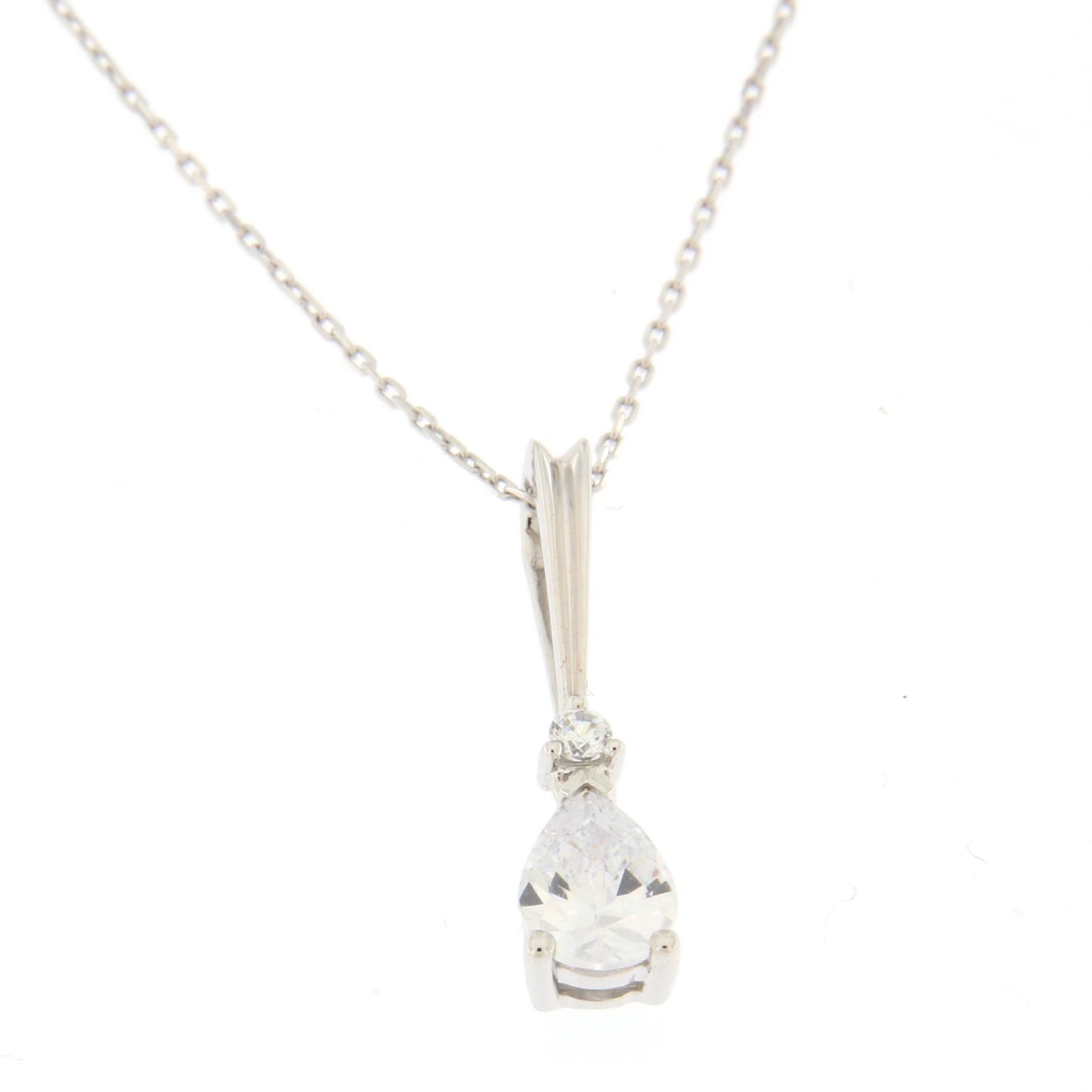 9ct White Gold Cubic Zirconia Pendant
