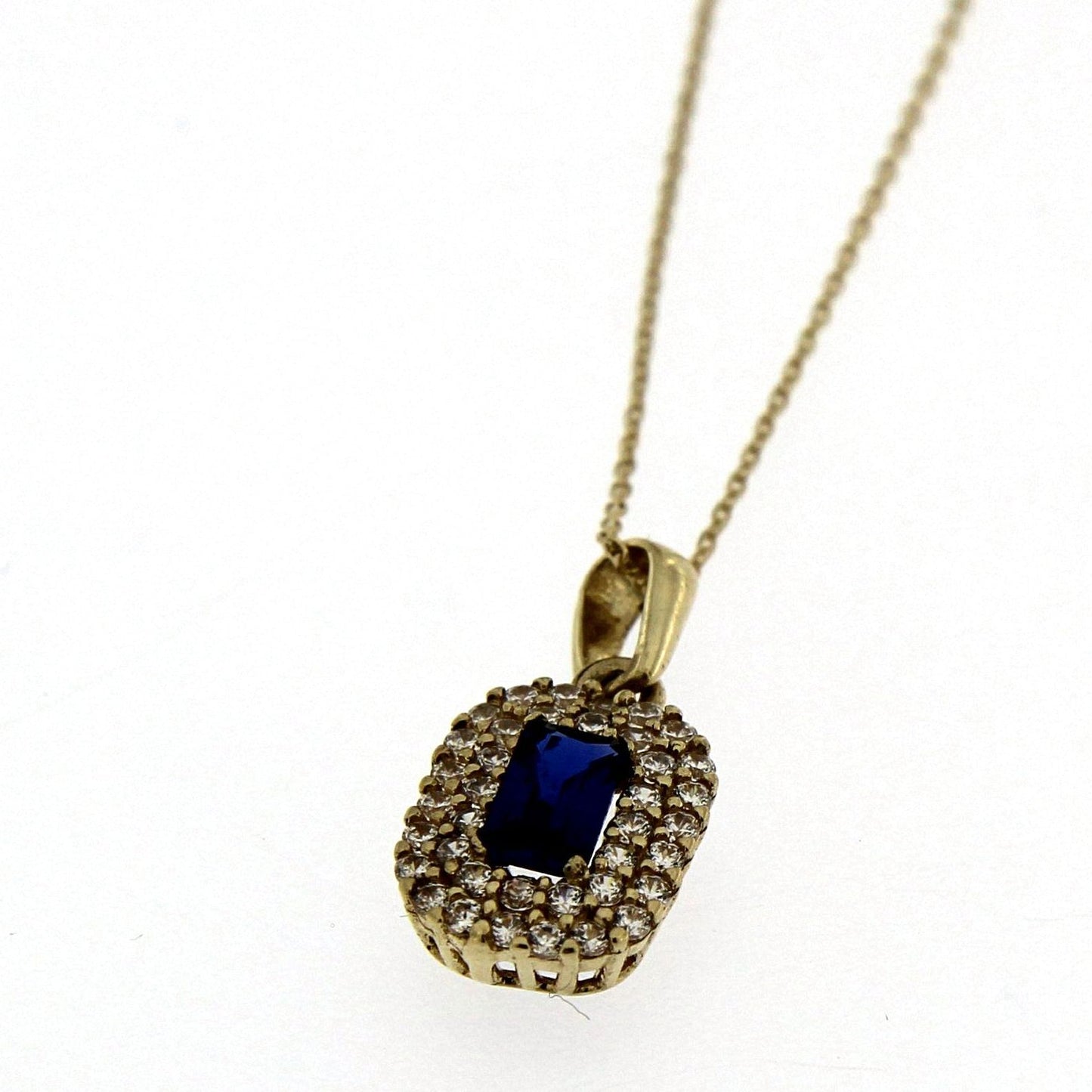 9ct Sapphire And Cubic Zirconia Pendant