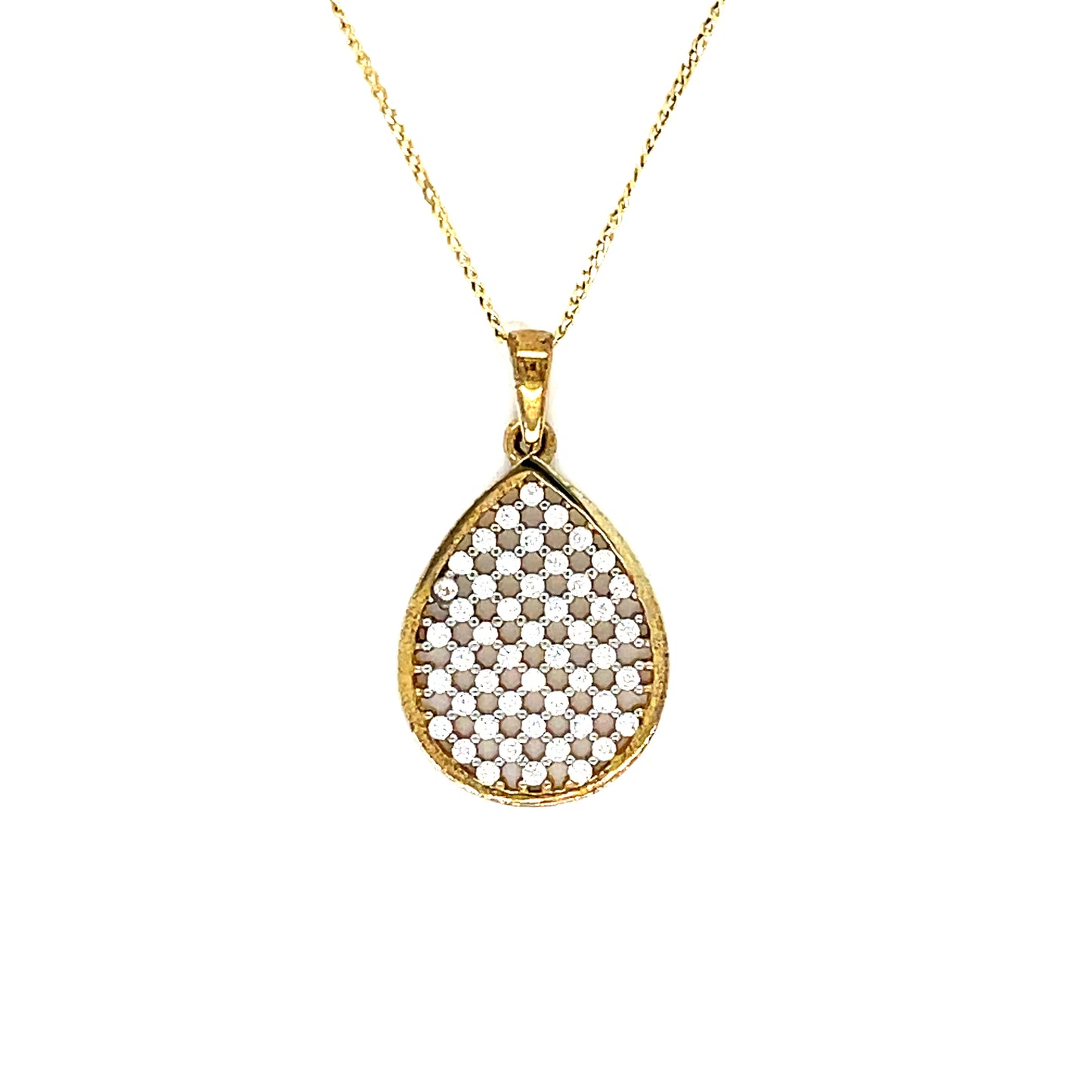 9ct Cubic Zirconia Mesh Tear Drop Pendant