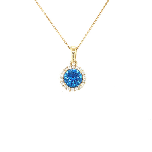 9ct Blue And Cubic Zirconia Round Cluster Pendant