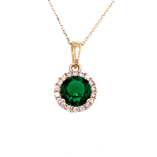 9ct Green And Cubic Zirconia Pendant