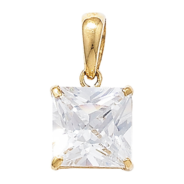 9ct Gold Square Cubic Zirconia Pendant