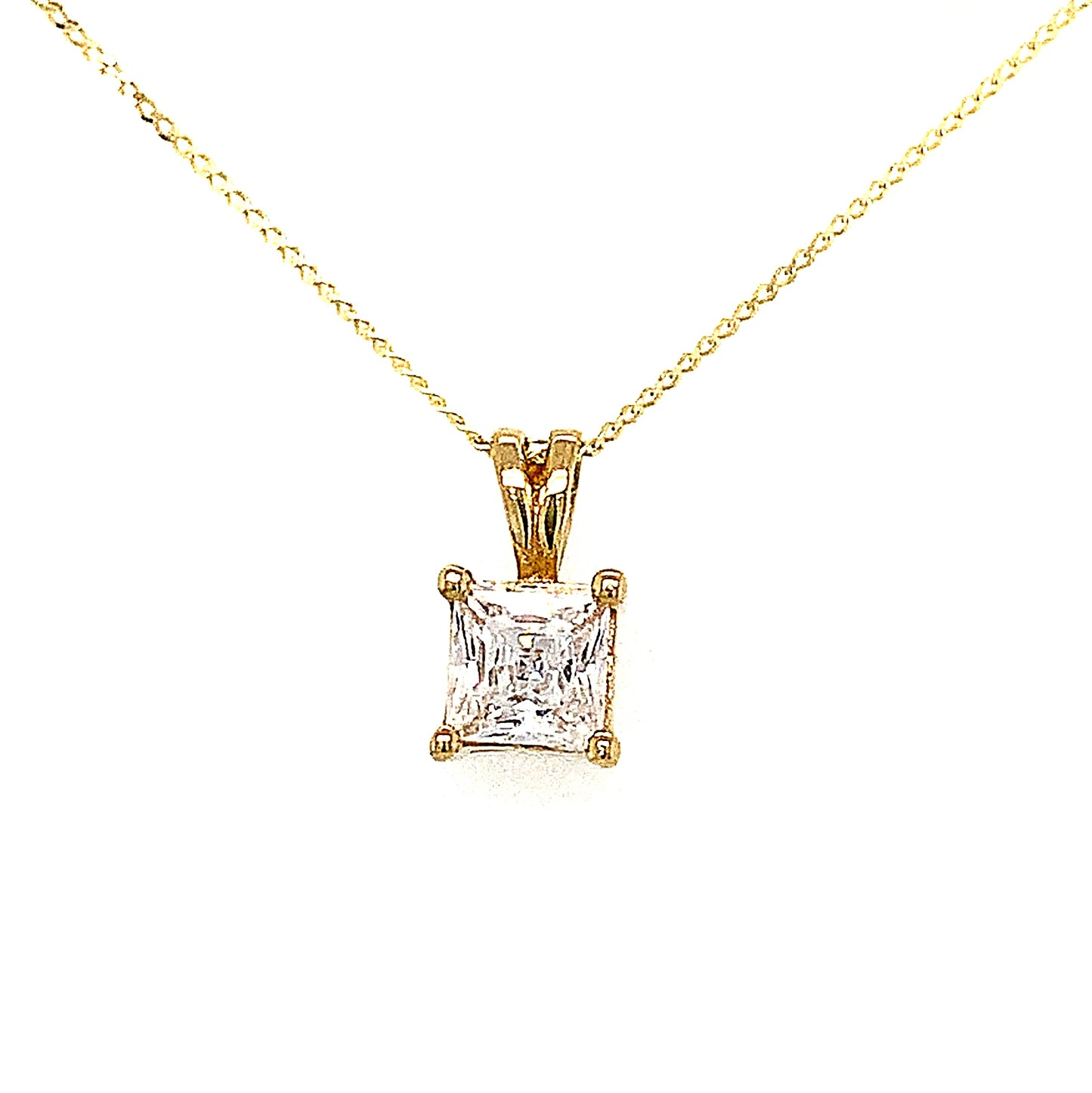9ct Square4 Claw  Cubic Zirconia Pendant
